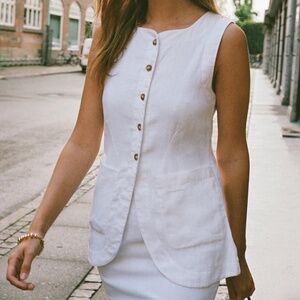 NWT Posse Emma Linen Vest in Ivory